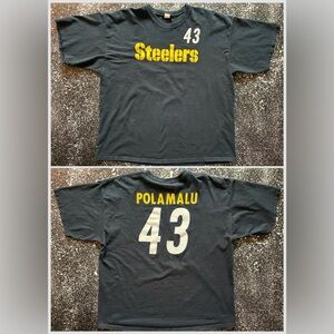 Vintage Pittsburgh Steelers NFL #43 Troy Polamalu Reebok Jersey Tee XL